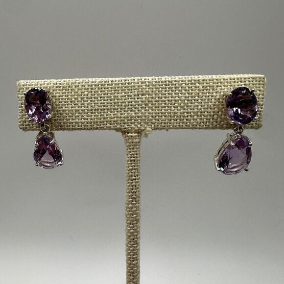 NWOT Stunning Faceted Amethyst dangle earrings set in sterling silver! - Picture 11 of 16